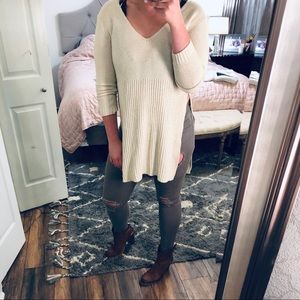 (ASTR) cream side split sweater